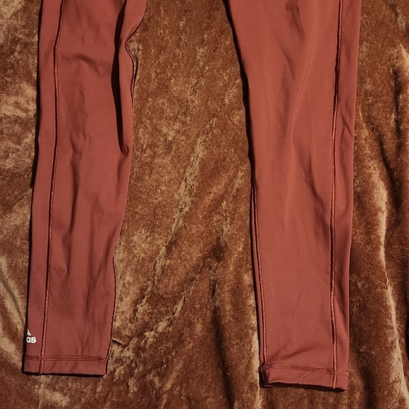 Adidas Red Wide Band XS Ankle Leggings - Picture 7 of 12